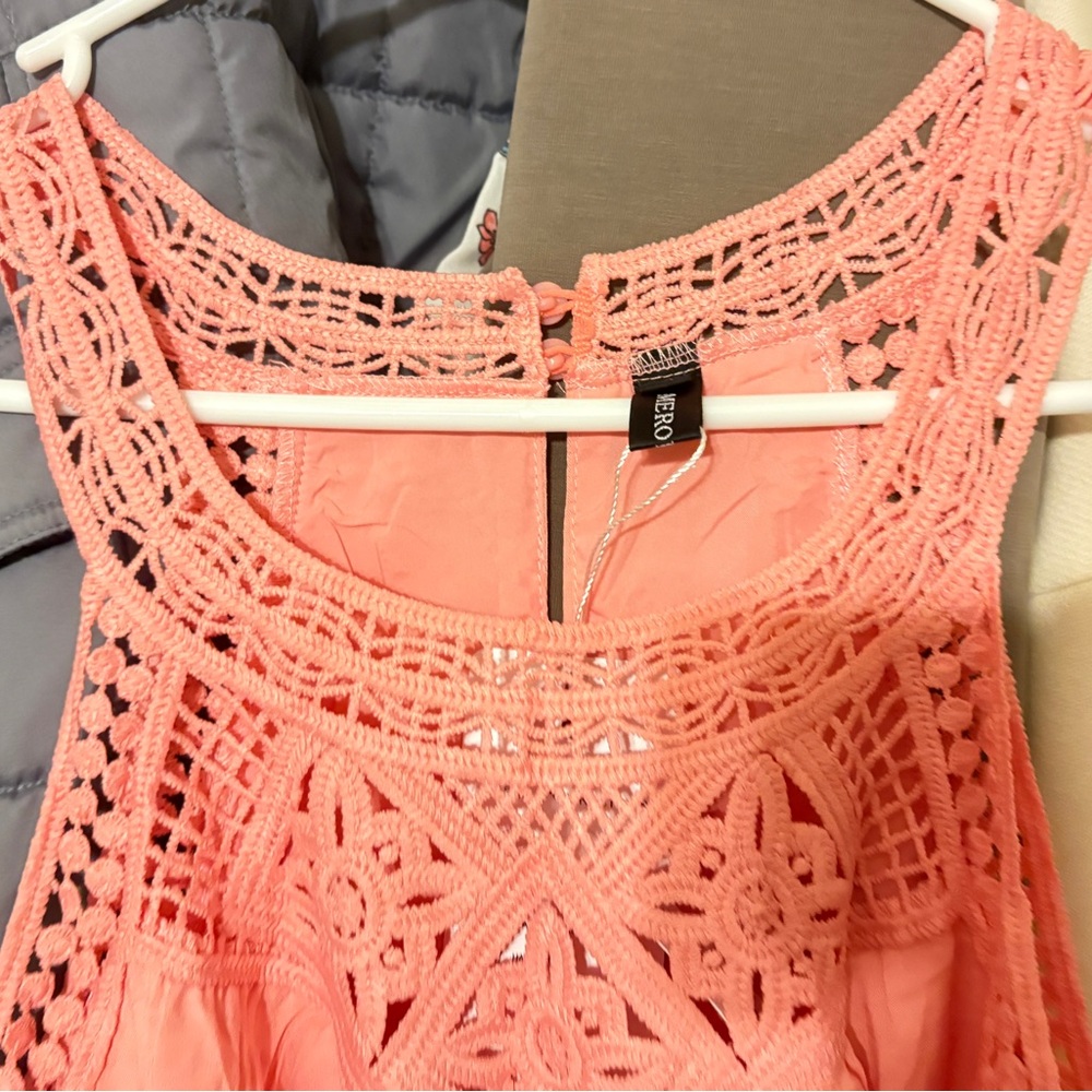Peach/orange Lace Sleeveless Dress